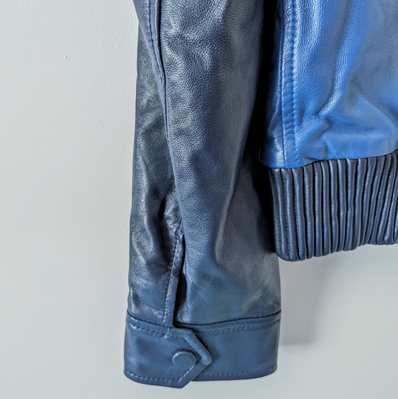 Barnabe Hardy Blue Patchwork Origami CrossWeave Biker Leather Jacket France 48 M - Picture 8 of 14